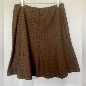 Brown eyelet A-line skirt by liz & co. size 8.